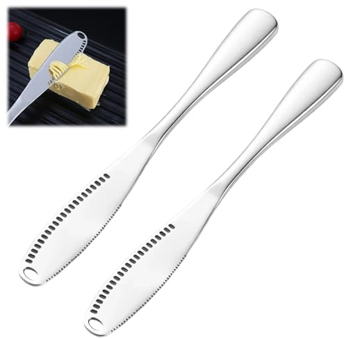 Gubilacrum 2pcs Butter Knife, Butter Knife Spreader with Stainless Steel Construction, Ideal for Spreading Butter and Curling for Daily Kitchen Use