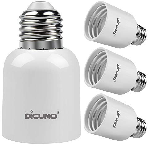DiCUNO E26 to E39 Socket Adapter, Medium E26 to Mogul E39 Screw Base Light Bulb Socket Converter, Maximum 300W, 165℃ Heat Resistant, Pack of 4