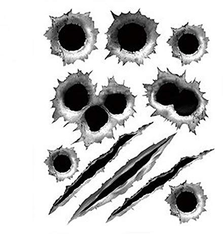 Brussels08 Waterproof Car Styling Decal 3D Fake Shothole Scars Scratches Funny Car Sticker Decorative Trucks Vehicle Tattoo Stickers Window Decal for Laptop Ipad Wall Motorcycle 1