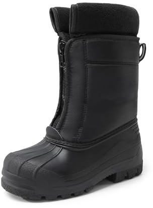 DREAM PAIRS Boys Girls Waterproof Winter Snow Boots for Little/Big Kids,Size 4 Big Kid,Black,KSTAR