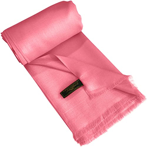 CJ Apparel Diseño de color sólido con flecos, chal de segundos, bufanda, estola, envoltura para la cabeza, cubierta para la cara, pashmina, rosa, talla única