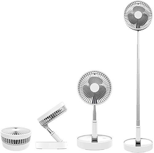 Pliage piédestal Ventilateur sur pied, Mini télescopique Ventilateur USB rechargeable table étage ventilateur, intégré 8000mAh batterie 4 vitesses support réglable pour Bureau Ventilateur extérieur