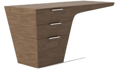Angel Cerdá - Bureau en Bois de Noyer avec Tiroirs Soft-Closing - Bureau de Travail avec Base en Acier Chromé - Résistant et Polyvalent - 150 x 60 x 76 cm