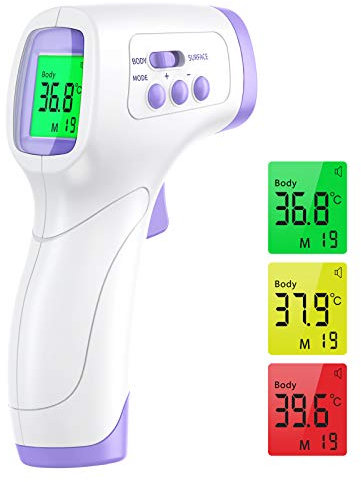 Wawech Termometro febbre infrarossi 2 in 1 Termoscanner professionale per febbre Misuratore temperatura corporea Termometro digitale Memorizza 99 letture per adulti neonati bambini