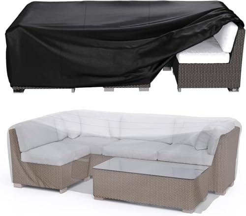 Brosyda Copertura Mobili da Giardino (200x160x70cm), 600D Resistente Oxford Copertura Tavolo Esterno con Uscita Aria, Anti-UV Copridivano Esterno Impermeabile Telo Copri Divano da Esterno