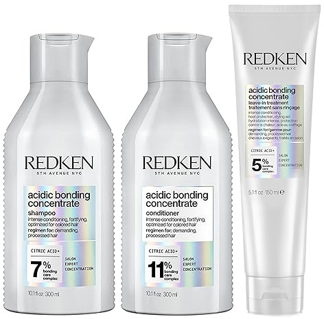 Redken Pflegeset mit Shampoo, Conditioner & Haarlotion, Konzentrierte All-In-One Formel gegen Farbverlust, Acidic Bonding Concentrate