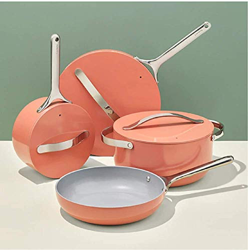 Caraway Nonstick Ceramic Cookware Set (12 Piece) Pots, Pans, Lids and Kitchen Storage - Oven Safe & Compatible with All Stovetops - Perracotta