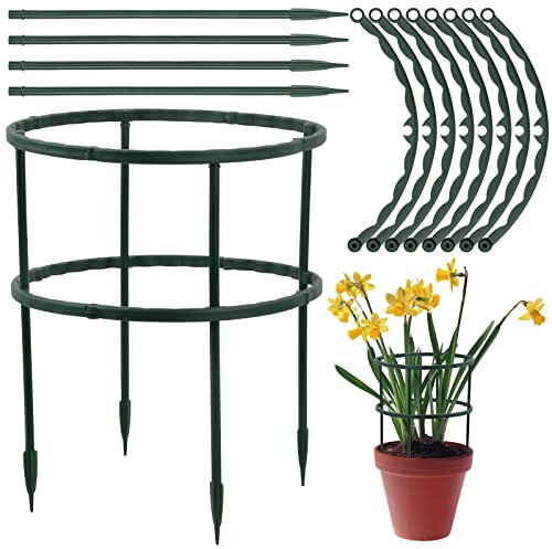 Pflanzenstütze, Kunststoff Pflanzen Stützring, Staudenhalter Pflanzen Halterung, Garten Blumenstütze, Pflanzenstangen Stützrahmen, Wetterfeste Gartenpfähle für Rose Tomaten Lilie Pfingstrose, 20x24cm