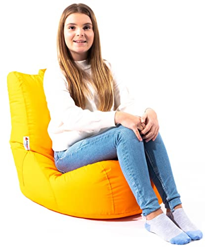 MaxiBean Bean Bag Chair Seat Indoor Or Outdoor Garden Beanbag Kids Gaming Recliner Cushion With Filling Included (Orange)