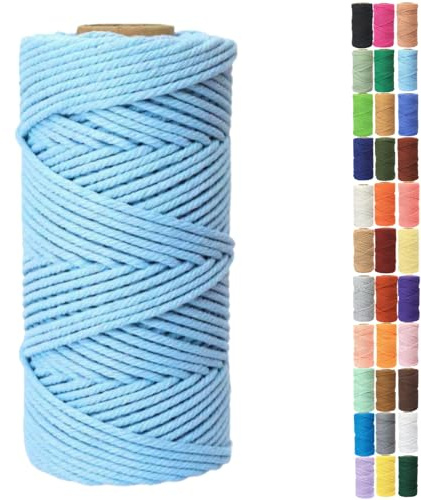 Binwat Spago in cotone naturale spesso, per lavori fai da te, bobine intrecciate, corda di cotone per appendere alla parete, ganci per piante, lavori a maglia, progetti decorativi, 4 mm x 100 m