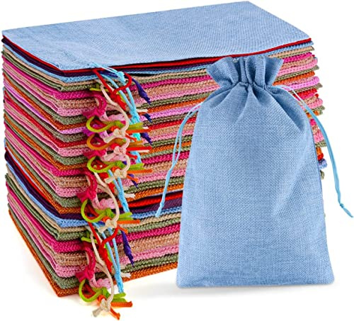 SXUUXB 20 Stück 20x30 cm Jutesäckchen, Klein Jutebeutel mit Kordelzug, Leinen-Säckchen, Sackleinen Taschen, Schmuckbeutel, Geschenksäckchen für Hochzeit, Party und Adventskalender (Gemischte)