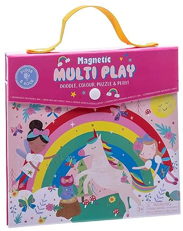 Floss & Rock - Rainbow Fairy Magnetic Multiplay - 4 Games in 1, Includes 4 Dry Wipe Pens, 20 Puzzle Pieces, Magnetic Play Pieces & Doodle Section - Age 3+