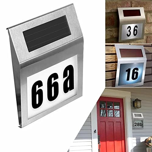 Solar Powered Address Numbers Signs, Lighted House Address Numbers Sign, Solar Powered Wall Mount Address Numbers Signs, Waterproof House Number Sign for Houses, Garden, Street, Yard and Home
