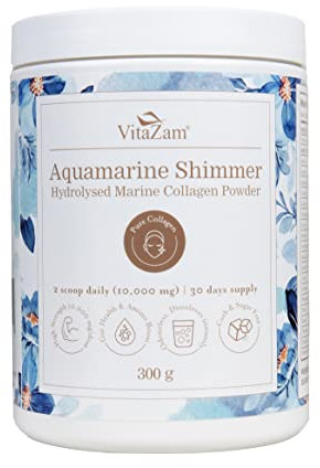 VitaZam Premium Marine Collagen Peptides Powder- Wild Caught Fish, Non-GMO Supports Healthy Skin, Hair, Nails, Joints, and Bones. Hydrolysed Type 1 & 3 Protein. Amino Acids, unflavoured, Easy to Mix.