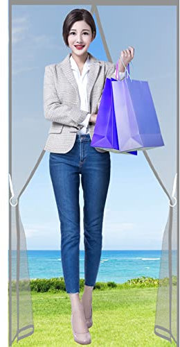 Magnet Fliegengitter Tür 120 x 210 cm Protection Against Mosquitoes Fliegenvorhang Vorhang Kinderleichte Klebemontage Ohne Bohren für Balkontür chiebetür, Grau