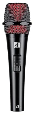 SE ELECTRONICS V2 Switch Dynamic Microphone for Singing, Speech, Instruments & Studio Recording - Supercardioid XLR Handheld Vocal Microphone with an On/Off Switch & Rugged All-Metal Housing