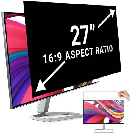 ZCAZY 27 Zoll Monitor Sichtschutz Computer Bildschirm Blickschutzfilter für 16:9 Breitbild-Monitore Blendschutz Blaulichtfilter Sichtschutz Abdeckung