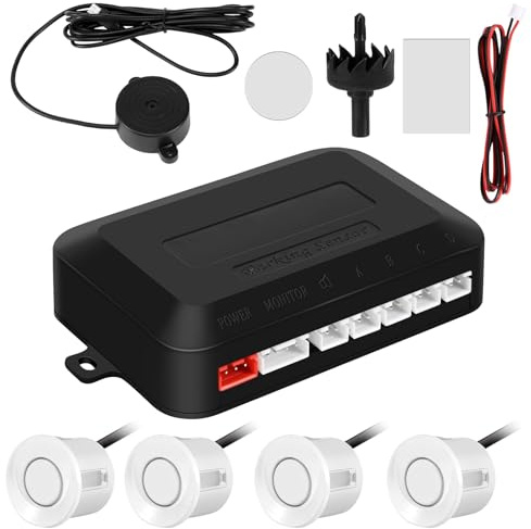 Bopfimer Sensor De Aparcamiento De Coche Parktronic 4 Sensores 22 Mm con Zumbador De Zumbador De De Respaldo Inverso-