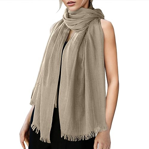 Damen-Schal, leicht, groß, lang, Gaze, Sommer-Schal, Leinen, Strandtuch, einfarbig Elegant