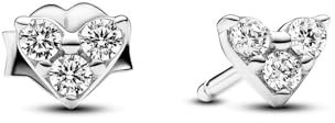 PANDORA Timeless Dreifacher Stein Herz Ohrringe aus Sterling Silber mit Zirkonia, 293003C01