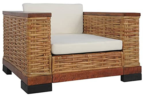 DYRJDJWIDHW Sessel,Sessel Wohnzimmer,Chair,stillsessel,Sessel mit Auflagen Braun Natur Rattansessel mit schlaffunktion,korbsessel,Lounge Sessel,