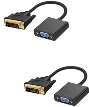 HEMOTON 2pièces Adaptateur Dvi vers Vga Câble Vidéo Broches Convertisseur Dvi Mâle à Vga Femelle pour TV Et Ordinateur Noir