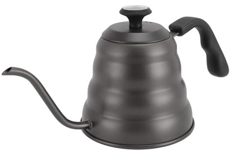 Fockety Edelstahl-Kaffeekessel, Großes Fassungsvermögen 1200 Ml, Kaffeekanne Zum Übergießen mit Thermometer, Schwanenhals-Kaffeekessel, Kaffeekessel Zum Übergießen für