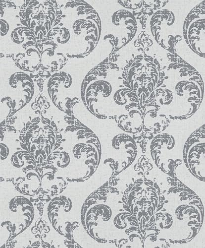 Rasch Tapeten 315615 - Vliestapete mit Ornamenten in Silbergrau aus der Kollektion Color your life - 10,05 m x 0,53 m (LxB)