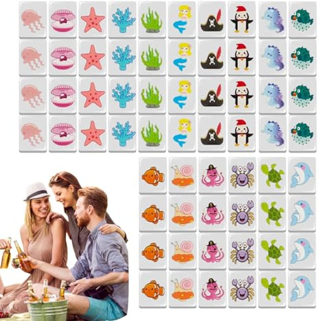 Qurygin Set Mahjong da Viaggio | Gioco da Tavolo Con Motivo a Bandiera per Famiglie, Feste e Fuga al Mare - Blocchi di Tessere