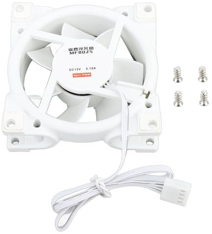 PWM-Gehäuselüfter, überragend Leise, 80-mm-Computergehäuselüfter, mit Vibrationsdämpfung, für PC-Gehäuse (WHITE)