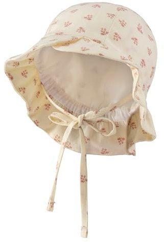 Sterntaler Hut Sträußchen - Mädchen Hut mit Print - UV-Schutz 50+ Sonnen Hut - Futter aus Batist (Bio) - Sommer Strand Hut mit Größenregulierungsband und Bindebändern - Fischerhut, Natur, Größe 41