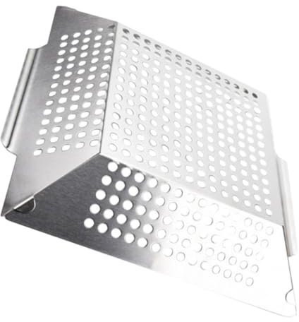 KONTONTY Edelstahl Grillpfanne Camping-grillschale Praktischer Grillaufsatz Multifunktions-grillschale Wiederverwendbar Mit Doppelgriff Für Haushalt Und Outdoor Grill Zubehör