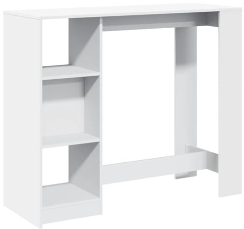 vidaXL Mesa Bar con Estante Madera ingeniería Blanca 124x46x103,5 cm