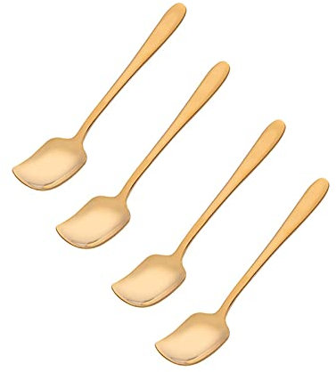 Aioneer Cucharas Cucharas Pequeñas De Acero Inoxidable Cuchara De Café De Mango Corto De Color Cuchara De Postre Dorada para Revolver - Vajilla Cucharas De Postre Juego De Cucharillas para RD