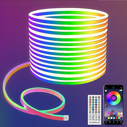 Lucienstar LED Neon Rope Light 10M, IP67 Waterproof, RGB LED Strip Lights with Remote & APP Control, Music Sync Gaming Strip for Game Room or Party Decor
