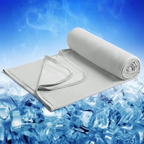 Marchpower Cooling Blanket, Bamboo, 200x220cm Queen Size, Grey | Arc-chill Q-MAX>0.5 Cool Fiber, Lightweight Summer Luxury Version, Absorb Heat for Night Sweats, Breathable and Soft