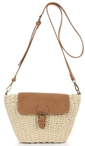 EVEOUT Stroh Umhängetasche Damen Sommer Klein Weidengeflecht Rattan Korb Tasche Chic Gewebte Crossbody Strohtasche für Strand