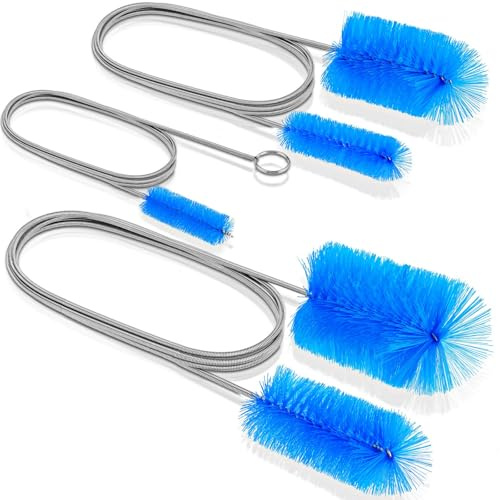 EVOULTES Herramienta de Cepillo de Drenaje Flexible de 66 Pulgadas con Cabezal de Cepillo Grande y Extremos de Nailon elásticos Dobles, cepillos de Limpieza de Tubo Largo de Acero Inoxidable para
