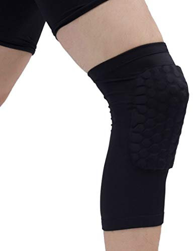 MQPALZKD 1 pair Honeycomb Basketball Knee Pads Short Design Compression Leg Sleeves Kneepad Volleyball Protector Brace Support(X-Large)