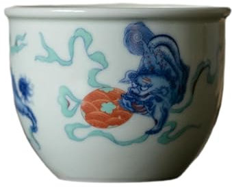 Taza de té antigua de cerámica Kung Fu de 130 ml, bola de hortensia rodante de león antiguo