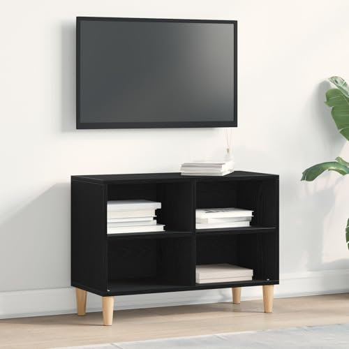 Homgoday Mobile TV in Rovere Nero - 69.5x30x50 cm, Realizzato in Legno ingegnerizzato, Mobile Porta TV Mobiletto Basso per TV per Tavolino da Salotto Industriale Supporto TV Soggiorno