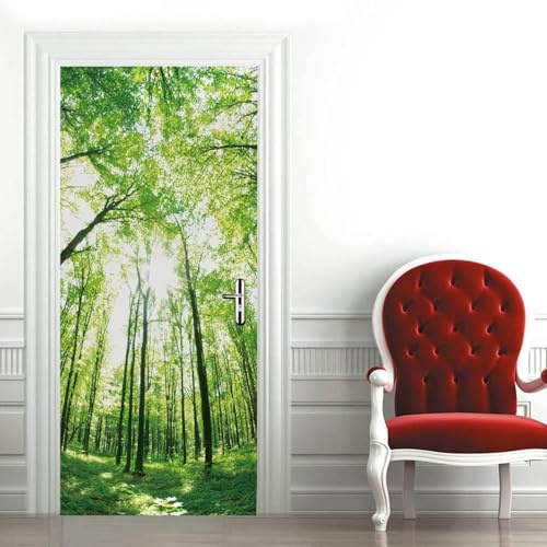 TACOKI Türtapete Selbstklebend Türposter Bäume Türbekleben Landschaft Türbilder, 3D Effekt Fototapete Türfolie Poster Türaufkleber Wandtattoo Tür Dekoration Stickers 77x200 cm v3601