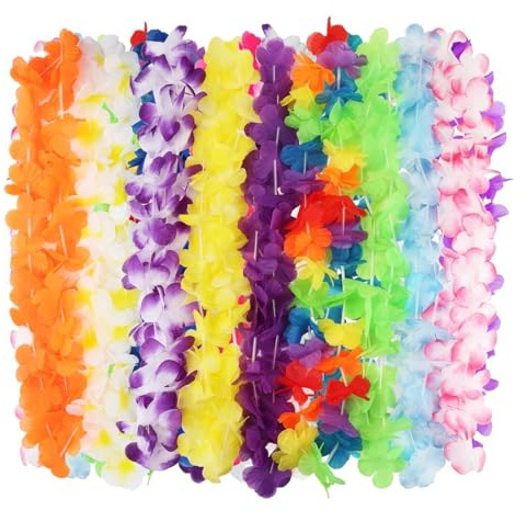 40 Piezas Collar Hawaiano Vistoso Cadenas de Flores Hawaianas Collares Hawaianos Para Reuniones Alrededor de Fogatas Eventos en la Playa Fiestas de Graduación Disfraces y Decoraciones de Cumpleaños