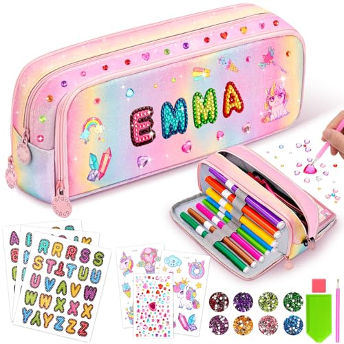 Geschenk Mädchen 5 6 7 8 9 10 Jahre: Basteln Mädchen 6-7-8-10-9 Jahre Diamond Painting Kinder Federmappe Bastelset Kinder ab 4-10 Jahre Kindergeburtstag Schlamppermäppchen Spielzeug ab 4 5 6 7 8 Jahre