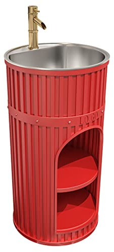 Mobile da bagno piccolo da 40,6 cm con lavandino, autoportante, stile industriale, in ferro battuto, con scarico e rubinetto caldo e freddo, verde
