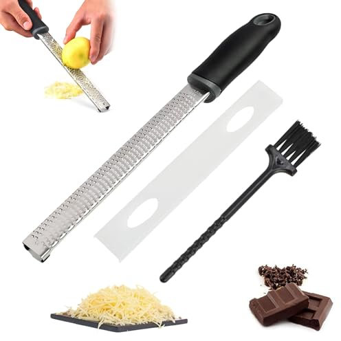 Hongoen Edelstahl Käsereibe,Handreibe Parmesanreibe Knoblauchreibe Zitronenreibe Ingwerreibe Edelstahl,Muskatnuss Reibe,Zestenreibe,Zester Reibe für Käse Zitronen Spülmaschinenfest