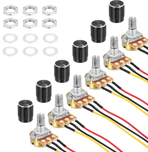 QUARKZMAN 6 Stück 10K Ohm Potentiometer, 3 Pins Einzel Linear Digital Potentiometer mit Drehknopf für Automobilelektronik Multimedia-Audio
