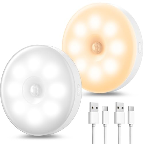 daphomeu Luci con sensore di movimento ricaricabili USB per interni, luci notturne a 3 modalità per camera da letto, corridoio, cucina, scale, armadio (2)