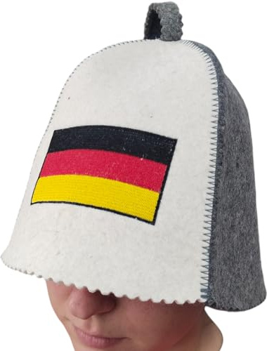 Sauna Cap Deutschland Flagge für Damen und Herren - finnische Mütze - Filzmütze - Hut für Sauna Liebhaber und Wellness-Erlebnisse