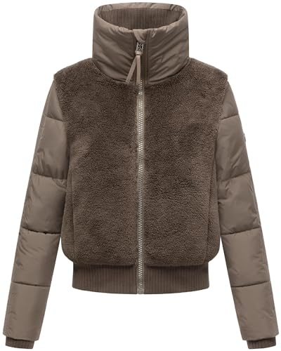Navahoo Damen Teddy-Fleecejacke warme Winterjacke mit hohem Kragen Teddyzone 14 XS-XXL
